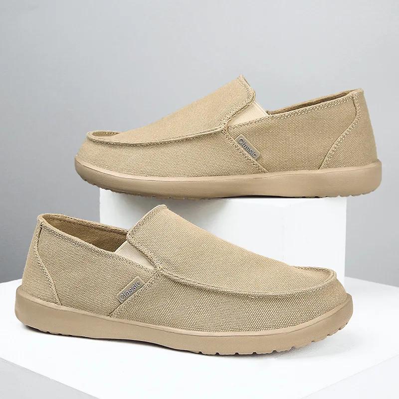 Men's Canvas Shoes 2024 Spring New Men Vulcanized Shoes Outdoor Non-Slip Sneakers Fashion Comfortable Driving Shoes Men Loafers