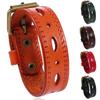 Vintage Single Layer Cowhide Leather Wide Wristband Adjustable Cuff Bangle for Men Women Bracelet