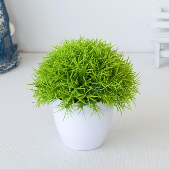 Beautiful Simulation Bonsai Easy Care No Withering Portable Fake Grass Plants Pot Ornament