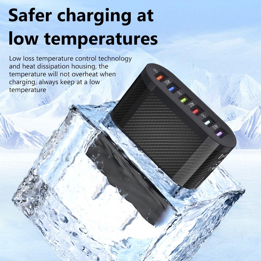 6 Port USB Charger PD 6 In 1 Fast Charging Mobile Phone Charger Adapter For Cellphone QC 3.0 Multi Ports Wall Charger US/EU Plug