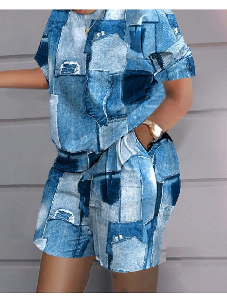 Summer Popular 3d Printed T-shirt+Shorts 2 Piece Sets Fashion Casual Womens Short Suit Soft Jogging Tracksuit Trend Outfits Clothing