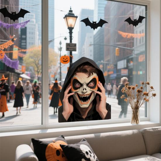 Funny Scary Peeper Creeper Sticker Scary Window Decals Realistic Halloween Window Sticker Static Cling Prank Gifts