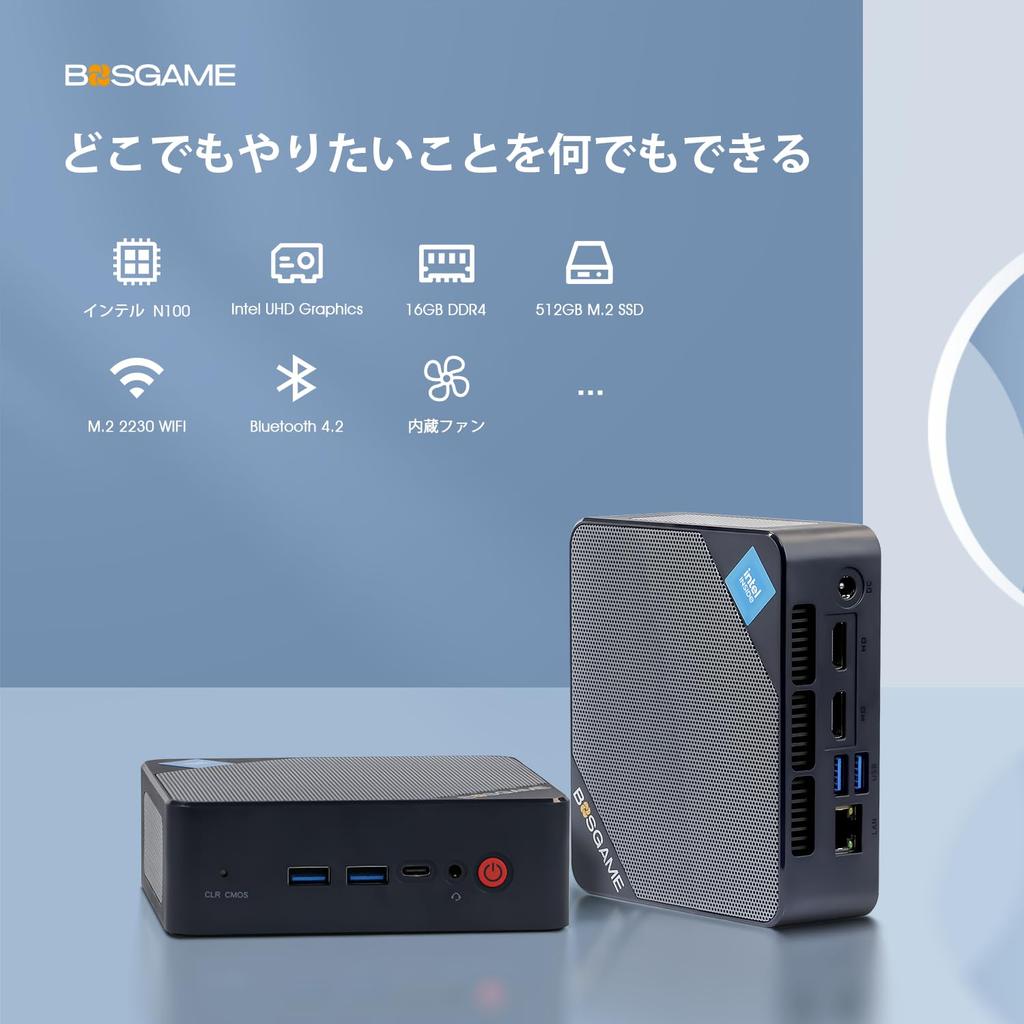 BOSGAME Mini Windows Intel 12th Gen Mini PC 16GB DDR4 512GB BT PD Power USB Compact Computer PC, 11, N100, 3200MHz, M.2 SSD, 4K@60Hz, High-Speed Wi-Fi