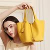 Genuine Leather A Niche High-end Exquisite Hand-held Bucket Bag for Women