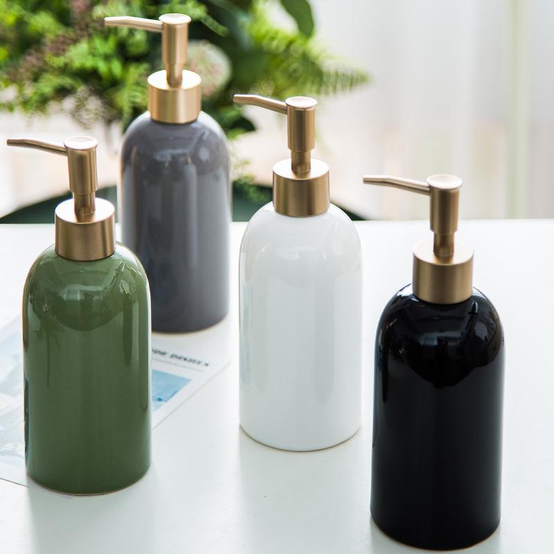 Ceramic Emulsion Bottle Bathroom Soap Dispenser Portable Shampoo Dispenser Home Hotel Bath Products Press The Empty Bottle