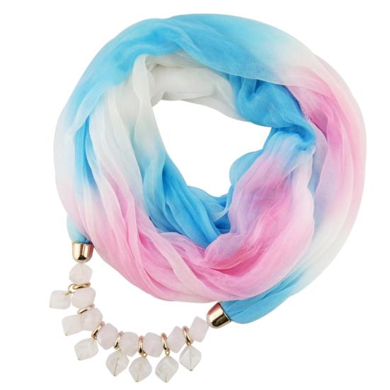 Summer Ladies Scarf Stylish Comfortable Resin Stone Charm Female Necklace Outdoor Wear Sun Protection EMA