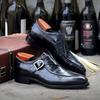 Fashion Men's Shoes New Fall Leather Shoes Men's Monk Shoes Square Toe Shoes Men's Buckle Business Wedding Shoes D440