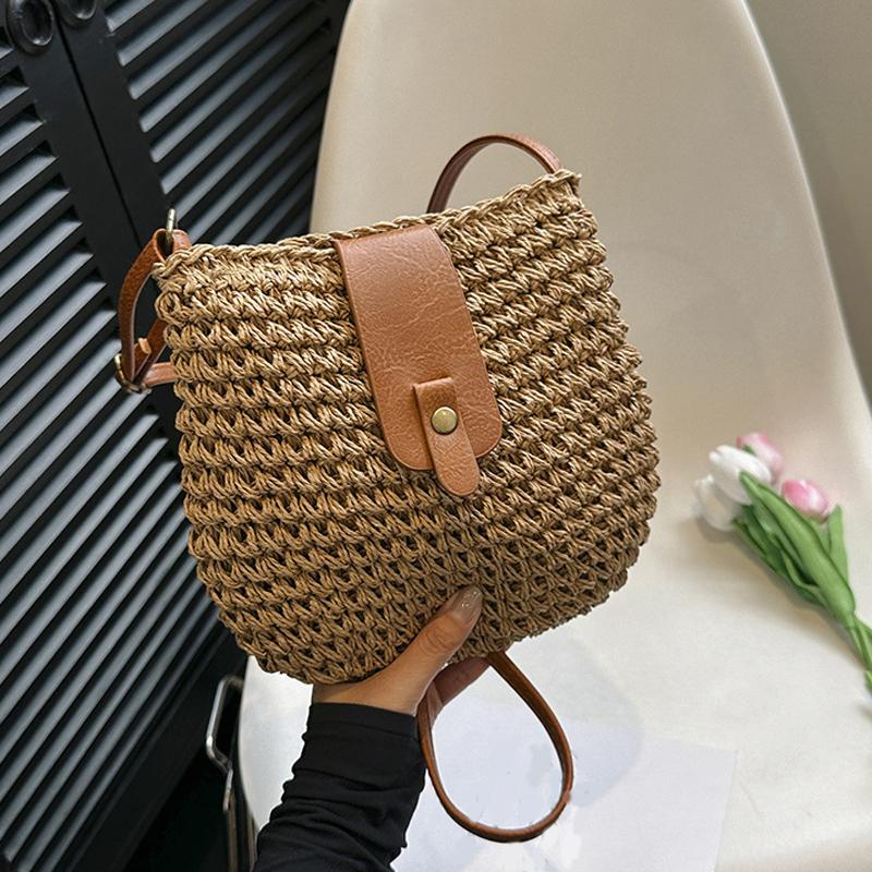Women's Straw Fabric Shoulder Bag Large Capacity Messenger Bag Crossbody Beach Holiday Summer Fashion