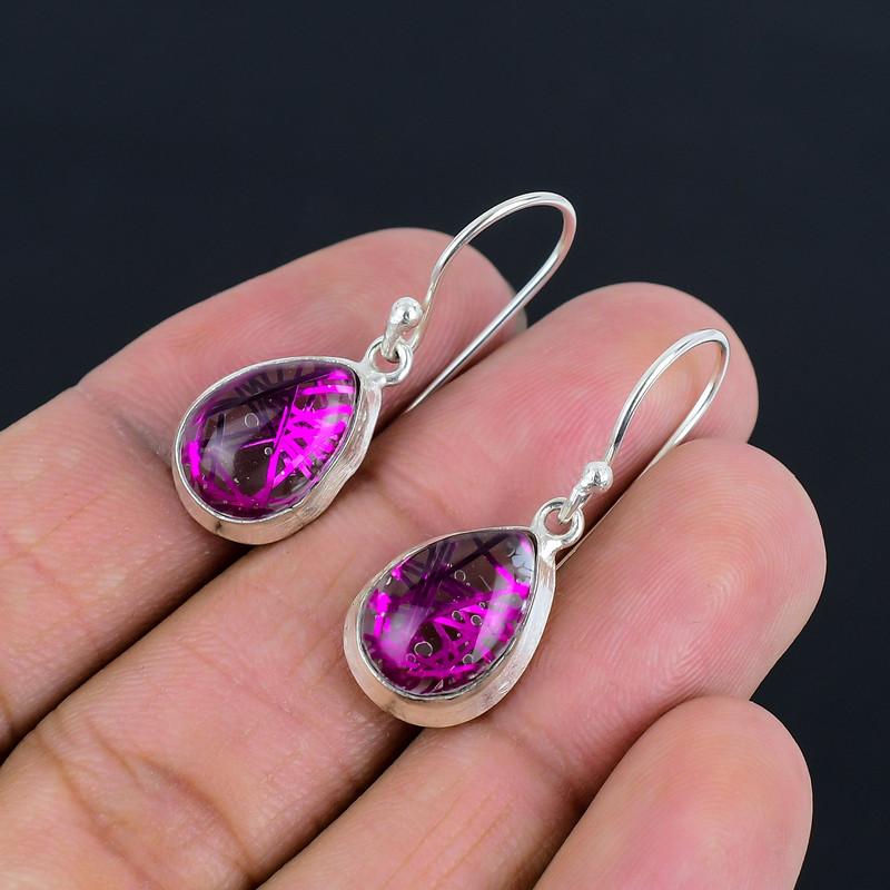 Natural Pink Rutile Drop Earring 925 Sterling Silver Handcrafted Earring LiteWeight HandMade Earring Gift for Best Girl Gift For Her ThanksGiving