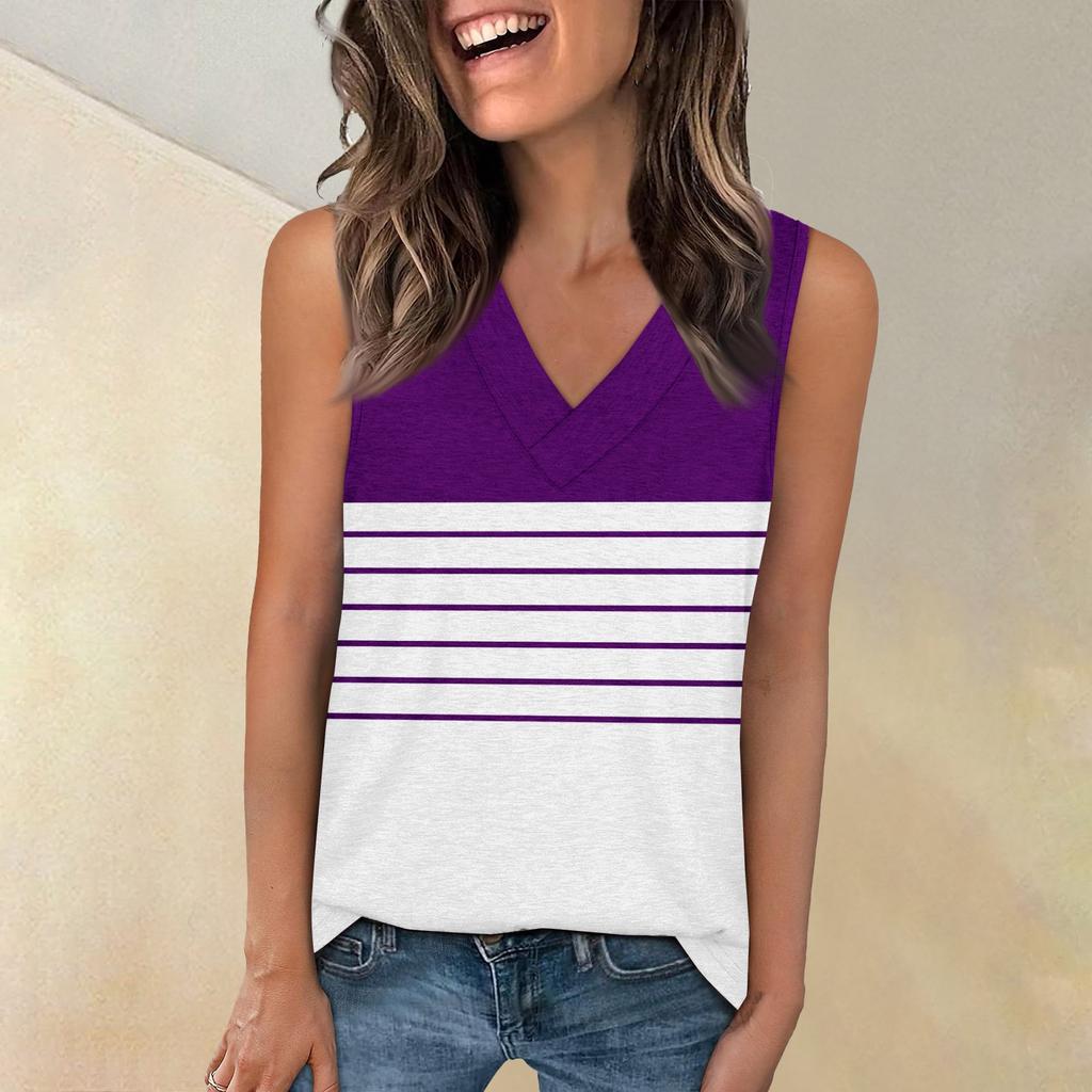 Tank Top Women Casual Printed Soft Summer V Neck Sleeveless Tops