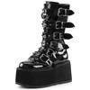 Brand Fashion Gothic Street Cool Woman Boots Wedges Buckles Big Size 43 Glittered Pink Chunky Platform Motorcycles Boots Women