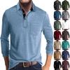 Men's Spring And Autumn Solid Color T-shirt Lapel 3 Button Open Placket Button Long Sleeved Top