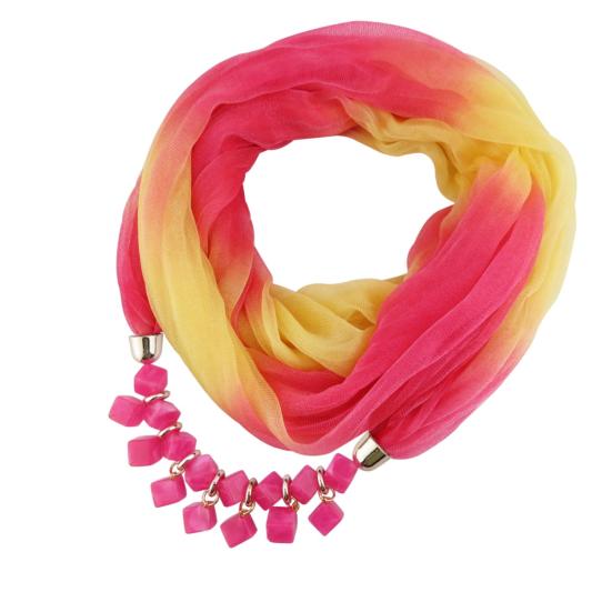 Summer Ladies Scarf Stylish Comfortable Resin Stone Charm Female Necklace Outdoor Wear Sun Protection EMA