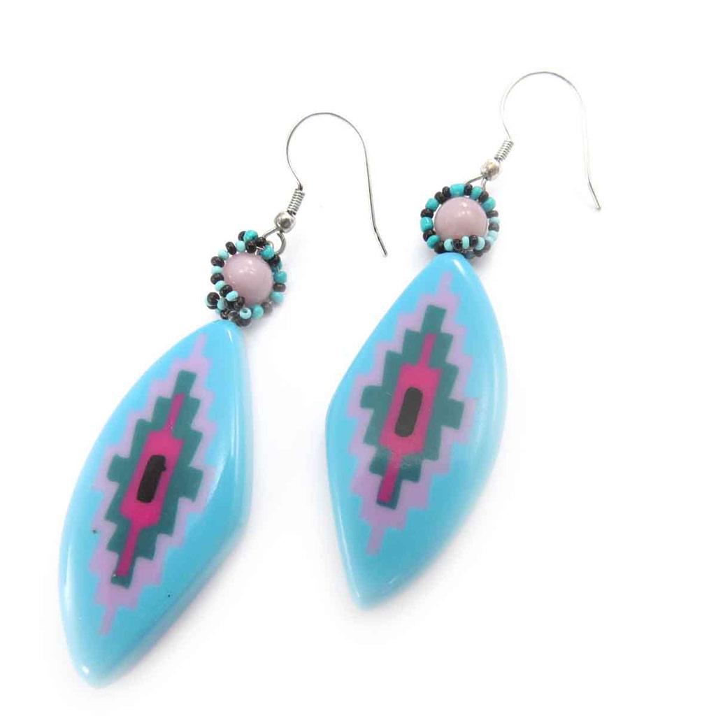 Les Trésors De Lily [J8691] - Blue 'Cheyennes' Designer Earrings