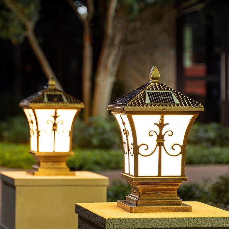 Outdoor Solar Pillar Light for Garden Courtyard Pathway Waterproof 3 Color Changing Light Sensing Energy-saving Patio Lighting