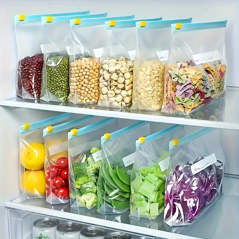 10pcs Reusable Leak-Proof Freezer Bags with Zipper Lock - Keeps Food Fresh, Ideal for Kitchen Organization