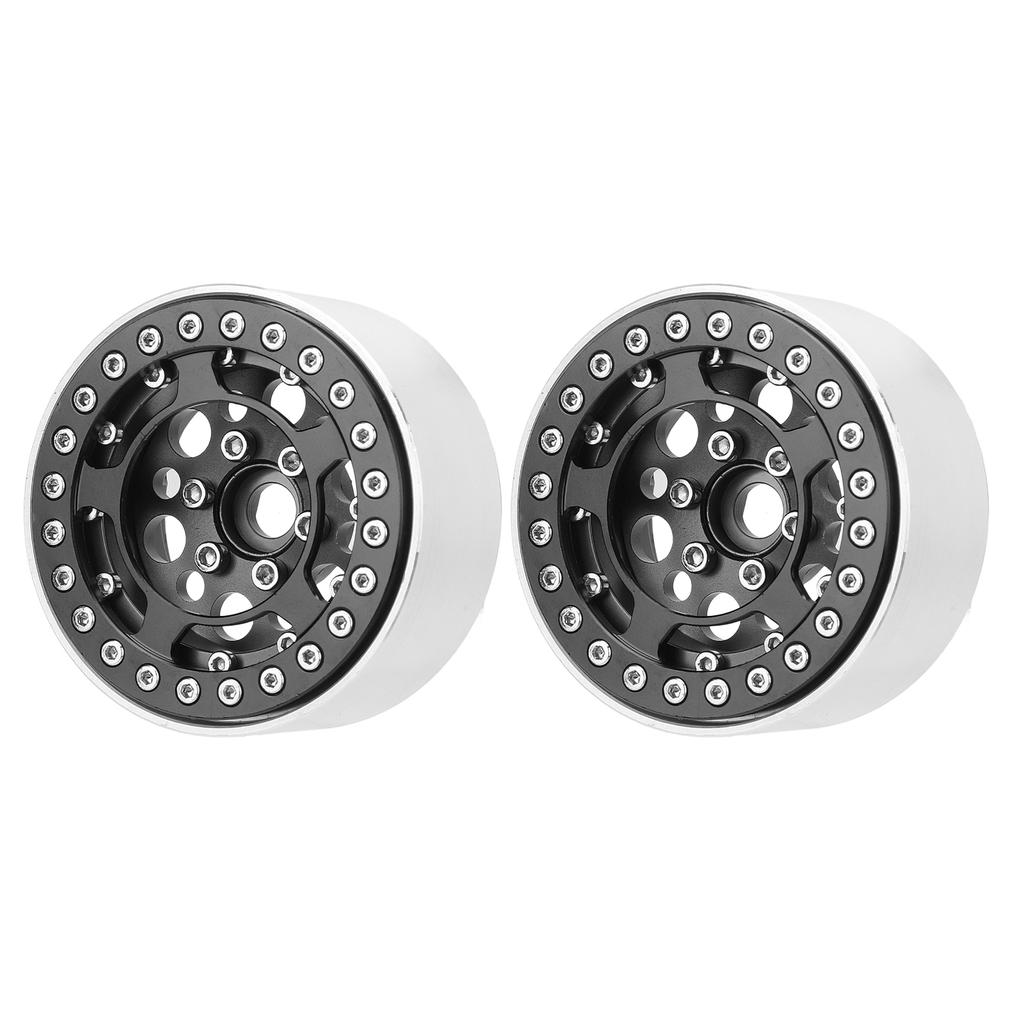 2pcs 1.9 Inch Beadlock Wheels Aluminum Alloy CNC Machining Universal RC Wheel Rims for Crawler Black