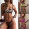 Summer Fashion Women Sexy Push Up Padded Leopard Print Swimsuit Bandage Swimwear Bikini Set