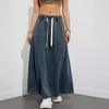 American Design Sense Elastic Waist Loose Large Skirt Denim Skirt Women Casual Long Skirt