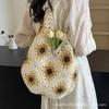 2025 New Summer Beach Bag Large Capacity Foreign Gas Cotton Thread Woven Bag Sunflower Knitted Tote Bag