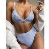 Bikinis Solid Push Up Bikini Padded Bra Straps High Waist Swimsuit Bandage Female Swimwear Women