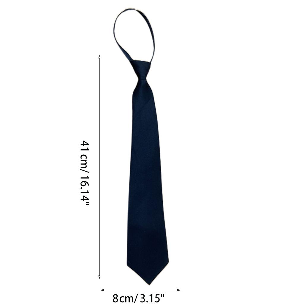 Retro Solid Color Silky Narrow Necktie School Uniform Zipper Pre-Tied Arrow Tie