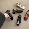 French Retro Square Head Shallow Mouth Single Shoes Female 2025 Medium Heel Late Evening Temperament Fairy Thick Heel Mary Jane Small Leather Shoes
