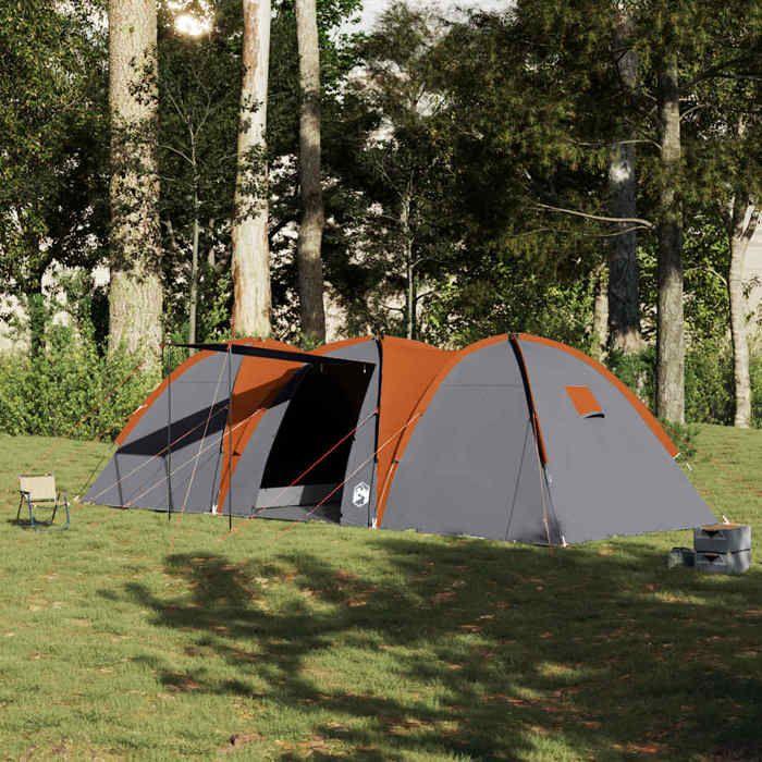VidaXL Family Dome Tent 8 Person Grey and Orange Waterproof 4009430