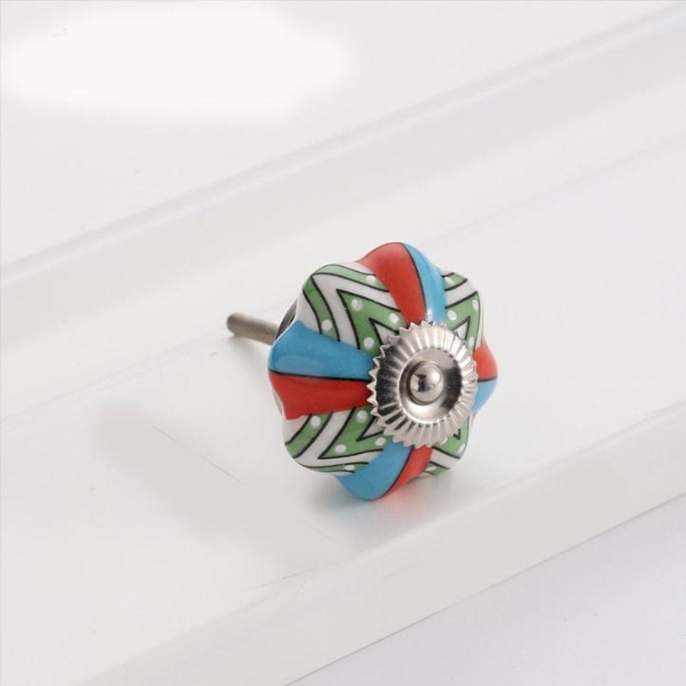 Single Hole Vintage Cabinet Knob Round Drawer Knobs Retro Ceramic Pumpkin Handle  Wine Cabinet