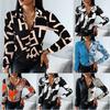 Women Fashion Shirt Vintage Autumn Shirt Print Blouse Casual V-neck Long Sleeve Shirt  Blouse EMA