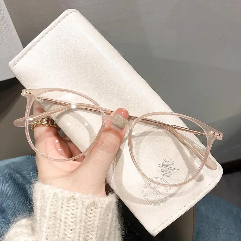 Retro Round Frame Short Sight Glasses Ultralight Women Fashion Blue Light Blocking Myopia Eyewear Optical Spectacle Eyeglasses