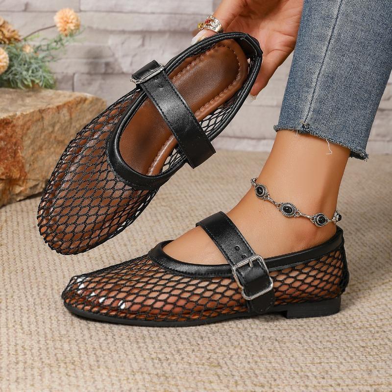 Fashion New Women Round Toe Flat Sandals Casual Trend Luxury Designer Shoes Women Hollow Breathable Ballet Beach Sandals Mary Jane Shoes