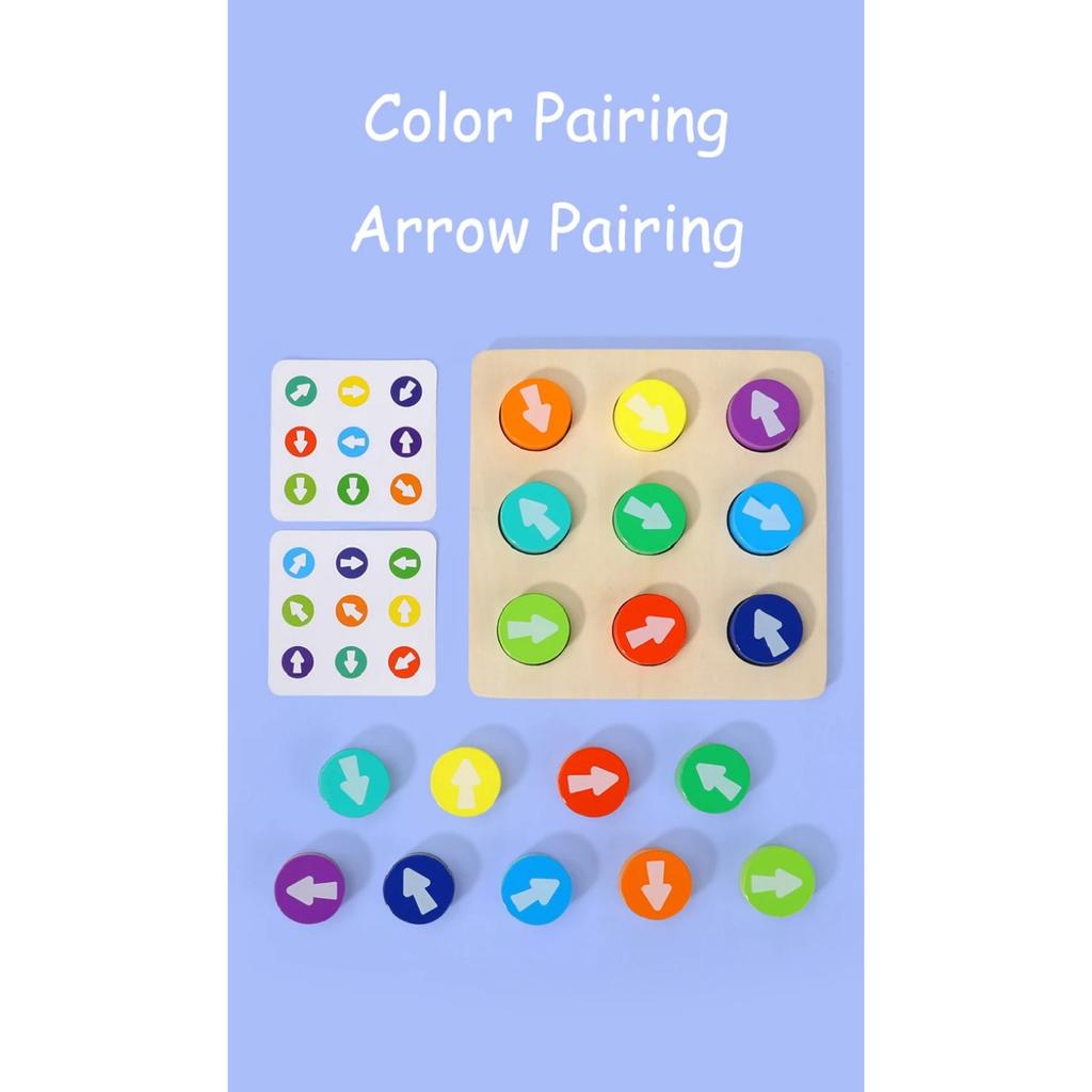 Children Montessori Wooden Toy Arrow Direction Color Sensory Matching Game Logical Thinking Toddler Early Education Puzzle Board