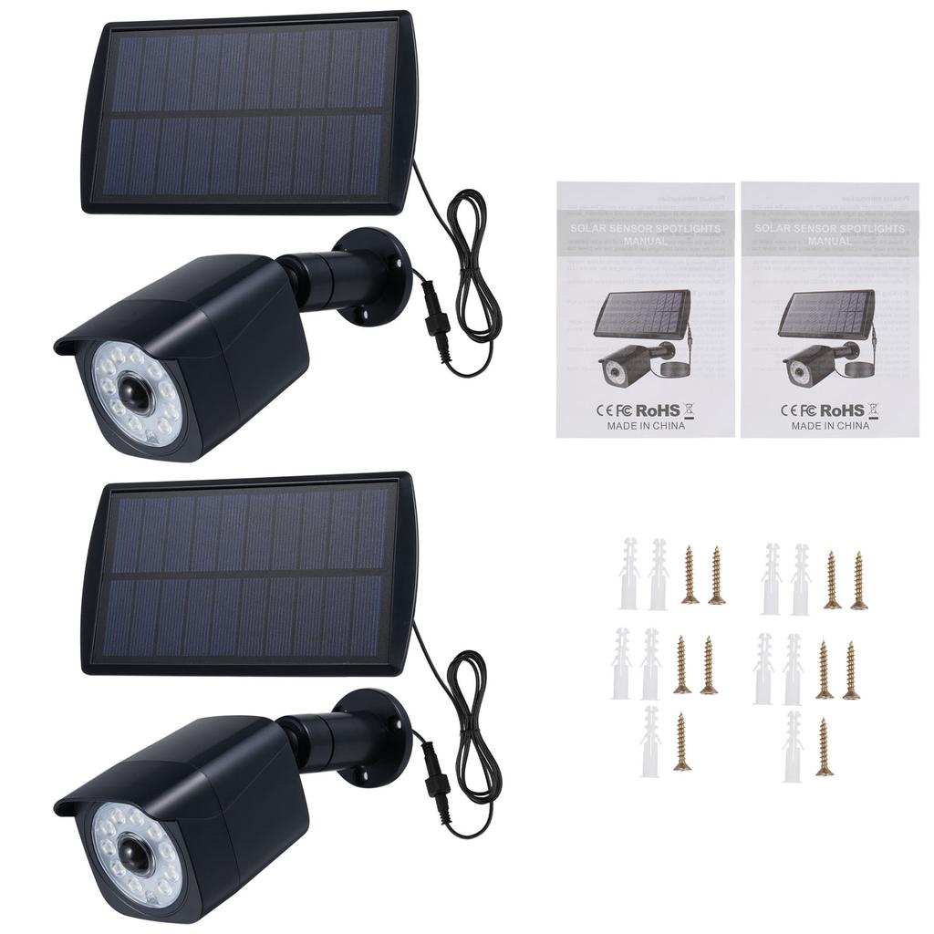 2 упаковки уличных датчиков движения, солнечные фонари, имитация охранного освещения, светодиодный прожектор