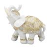 Elephant Statue White Resin Cute Lucky Elephant Sculpture for Entryway Bookshelf Computer Desk Home Decoration