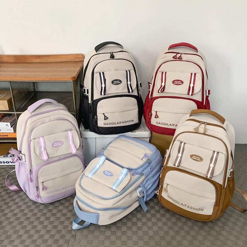 Contrast Color Student Schoolbag Women Large Capacity Backpack Men Computer Backpack