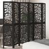 VidaXL Room Divider 6 Panels Black Solid Paulownia Wood, Privacy Screen, Room Partition Panel, 358762