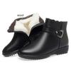 Mom's Snow Boots Genuine Leather Flat Bottom Anti Slip Large Size Women's Short Boots Winter Wool Warm Women's Snow Boots