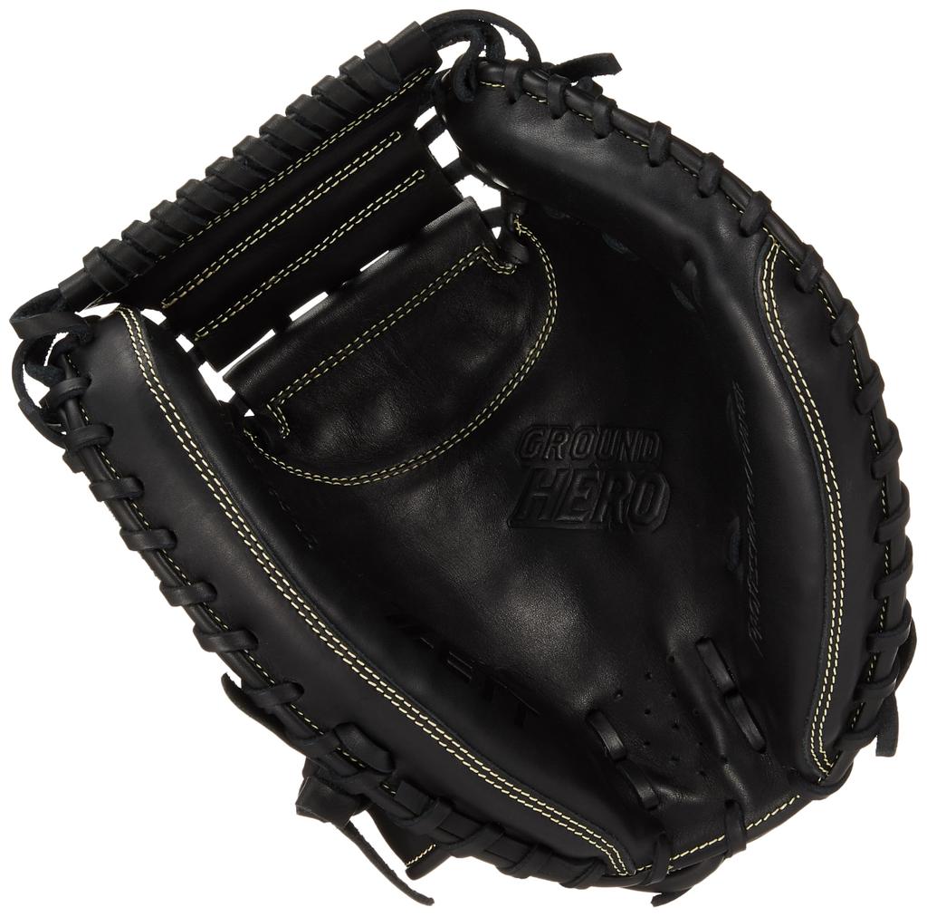 ZETT Soft Baseball Grand For Black For Right Throwers BJCB76522 Boys' Catcher's Mitt, Hero, Catchers, (1900),