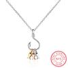New 925 Sterling Silver Cute Three Small Fish Pendant Necklace Personality Hook Necklace Fashion Temperament Jewelry