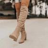 Fashion 2024 Women Knee-High Boots Sexy High Heels Solid Color Women Shoes Zip Winter Warm Flock Fashion Pointed Toe Rome Females Boots
