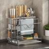Stainless Steel Knife Holder Kitchen Rack Household Countertop Cutting Board Rack Cutting Board Built-in Knife Storage Rack
