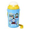 Thomas the Tank Engine Water Bottle with Straw, 450ml, Made In Japan, with Shoulder Strap, Insulated, Lock, One-Touch Opening, Stylish and Cute, U