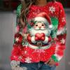 Women's Long-Sleeved T-Shirt Outdoor Casual Santa Claus Round Neck Top Autumn OverSize