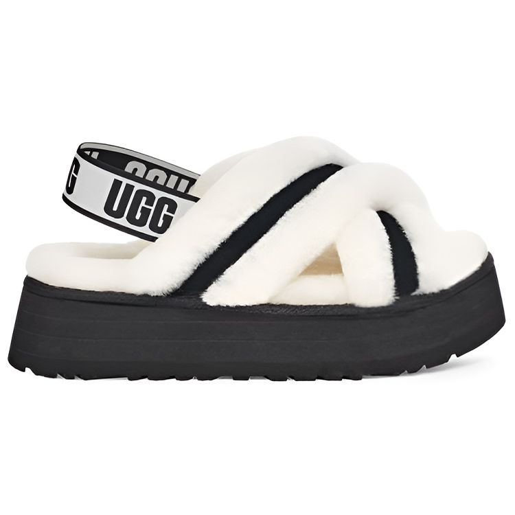 UGG Disco Sheepskin And Wool Integrated Comfortable Warm Fashion Slippers Women Slippers White 1121550-WHT