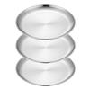 Desirable Stainless Steel Round Small Large Dinner Stainless Steel Round Set of Plate, Plate, Plate, Plate, Tray, (26cm, Silver, 3)