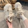 2025 Women Chunky Sneakers Summer White Lace-up Platform Sports Sneakers Summer Breathable Casual Walking Footwear Zapatos Mujer