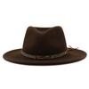 Fashionable Wool Top Hat Belt Embellished Sheep Felt Jazz Hat Teardrop Top Wool Hat