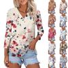 Women's Casual Fashion Sexy Comfortable V-neck Floral Three-quarter Sleeve Top