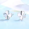 Stud Earrings 925 Sterling Silver Clover Female Graceful and Fashionable Glazed Surface Ear Stud Earrings
